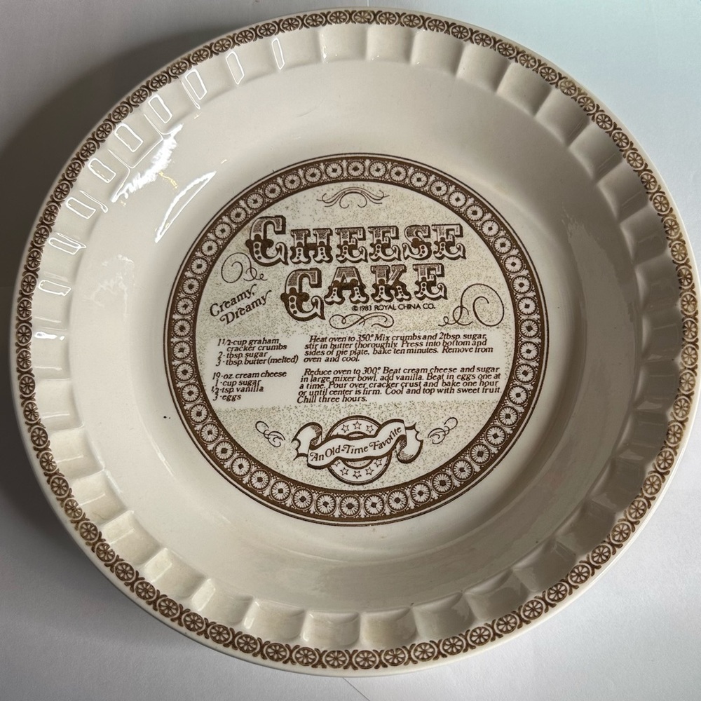 Vintage Royal China Cheesecake Pie Plate